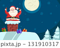 Santa Claus stuck in the chimney on the roof. Merry Christmas 131910317
