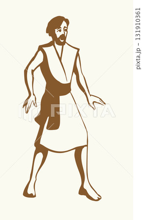 Vector drawing. Fearfull man in ancient dress Vector drawing. Fearfull man in ancient dress 131910361