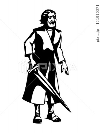 Vector drawing. Man with the sword Vector drawing. Man with the sword 131910371