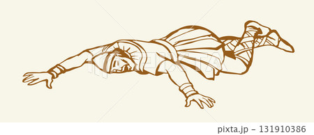 Vector drawing. The falling soldier Vector drawing. The falling soldier 131910386