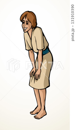 Vector drawing. Young girl playing Vector drawing. Young girl playing 131910390