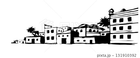 Ancient Arabic city. Vector drawing Ancient Arabic city. Vector drawing 131910392