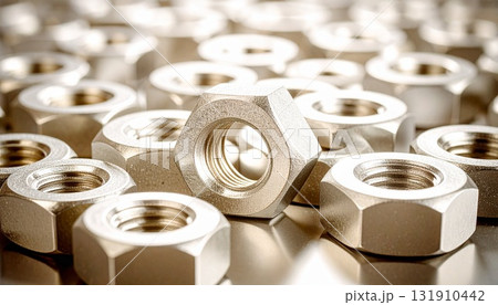金属ナットのクローズアップ　工業部品のディテール1 131910442
