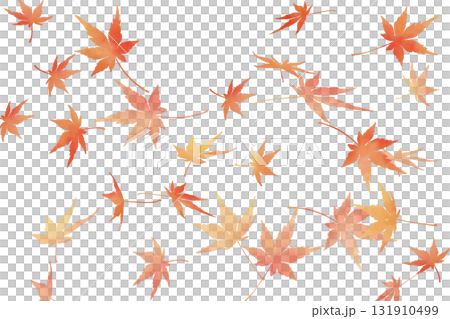 Watercolor-style autumn leaves falling on a transparent background | Autumn, fallen leaves, maple, Japanese style, vector Watercolor-style autumn leaves falling on a transparent background | Autumn, fallen leaves, maple, Japanese style, vector 131910499