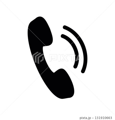 Simple black vector icon with a theme call, ringing Simple black vector icon with a theme call, ringing 131910663