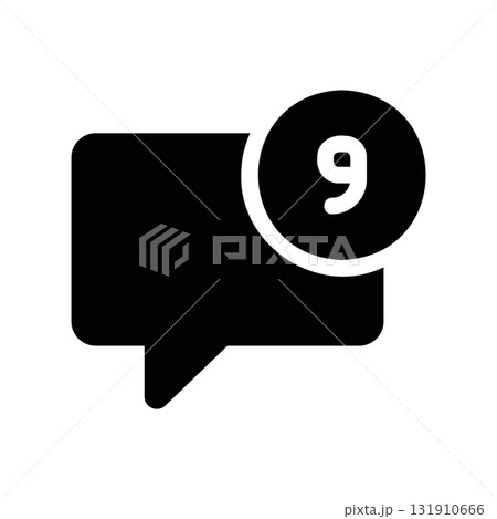 Simple black vector icon with a theme number of messages Simple black vector icon with a theme number of messages 131910666