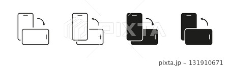 Smartphone Rotation Orientation Icon Set. Device Screen Rotation, Landscape And Portrait Mode Adjustment Symbol Collection. Mobile Interface Adaptation. Isolated Vector Illustration 131910671