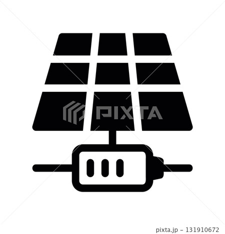 Simple black vector icon with a theme battery charging, solar panel 131910672