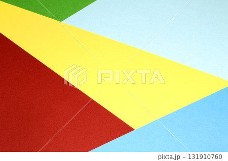 Simple Paper Card Primary Colour Lined Geometric Shapes in Multicolour Rainbow Calm Background 131910760