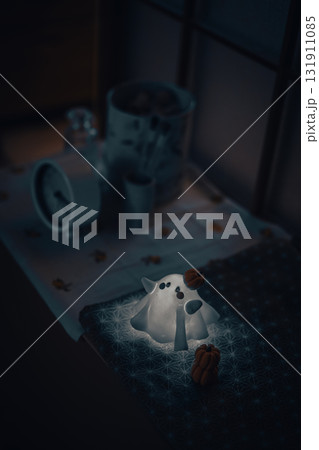 カラフル　ハロウィンおばけとかぼちゃ 131911085