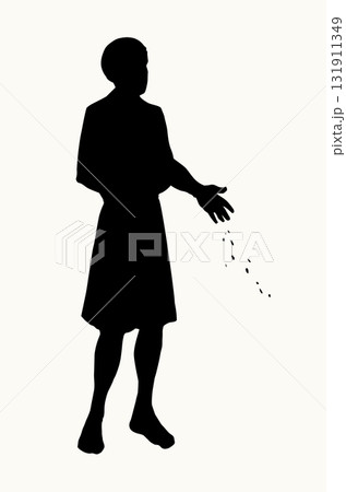 Vector drawing. A man sowing wheat Vector drawing. A man sowing wheat 131911349