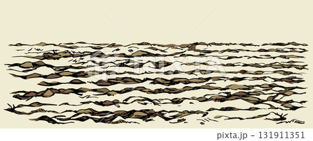 Vector drawing. Old Plowed soil 131911351