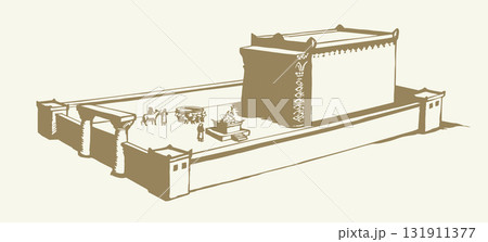 Vector drawing. Old Jewish Temple Vector drawing. Old Jewish Temple 131911377