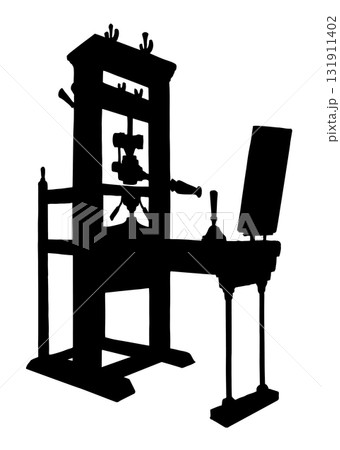 Vector drawing. Vintage printing press Vector drawing. Vintage printing press 131911402