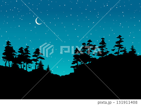 Vector landscape. A dirt road in the forest 131911408