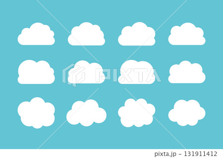 シンプルでかわいい雲のアイコンセット　青・白 131911412