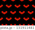 Seamless pattern with flying bats for Halloween decor. Red bat silhouettes on a dark background. A scary background with bats for printing on fabric and paper, banners, posters. Vector illustration 131911481