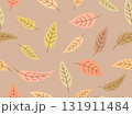 Seamless pattern with leaves in a pastel color palette. Autumn background with leaves in a simple style. Autumn falling leaves for print, banners, and wrapping paper. Vector illustration 131911484