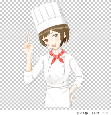 透明背景上面微笑的女糕點師人物插圖 131911506