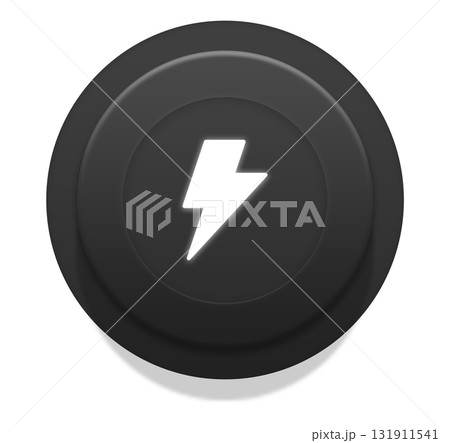 Glowing white bolt on black button 131911541