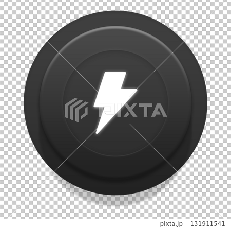Glowing white bolt on black button 131911541