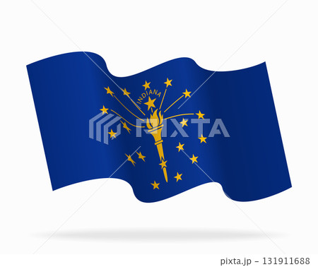Indiana flag wavy abstract background. Vector illustration. 131911688
