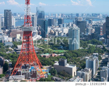 麻布台ヒルズより望む東京タワー・芝公園・芝方面の眺望 都市景観(2025年9月) 麻布台ヒルズより望む東京タワー・芝公園・芝方面の眺望 都市景観(2025年9月) 131911943