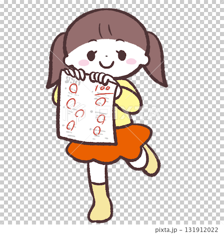 一位在考試中取得滿分的女孩的插圖 131912022