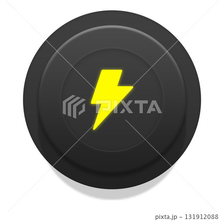 bolt icon glowing yellow on black button 131912088