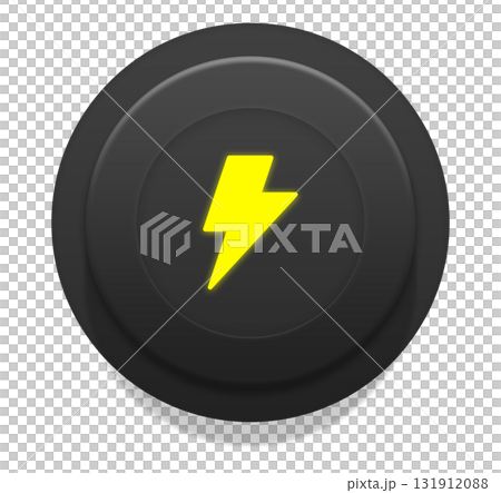 bolt icon glowing yellow on black button 131912088