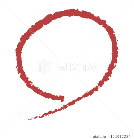 赤い線で描かれたシンプルな手書きの丸 131912284