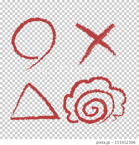 花丸、圓形、十字形和三角形的手寫插圖集 131912306