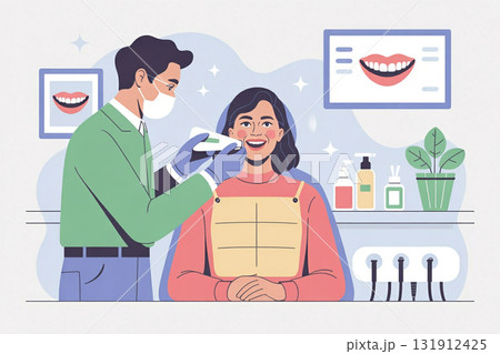 歯のホワイトニング施術を受ける女性 131912425