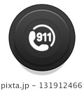 911 emergency support white glowing icon on black button 131912466