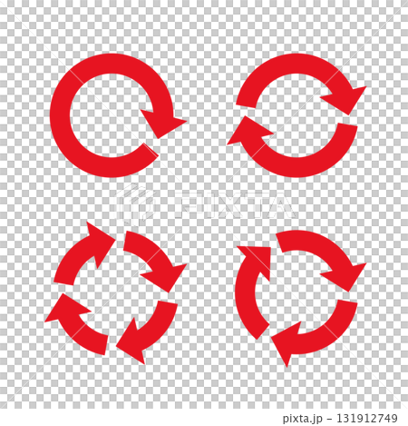 簡單的循環箭頭圖示紅色 131912749
