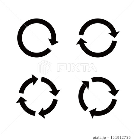 シンプルなサイクル矢印のアイコン 黒 シンプルなサイクル矢印のアイコン 黒 131912756