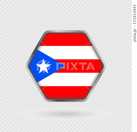 Puerto Rico flag in a hexagon frame. 131912845