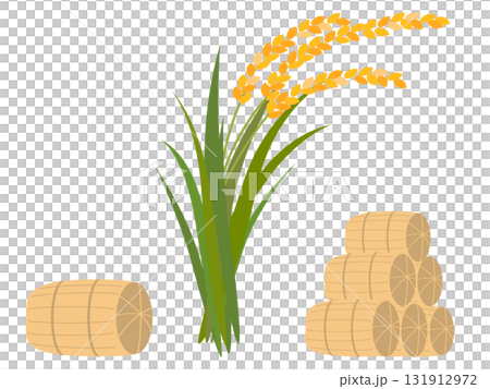 Illustration set of rice ears and rice bales (event 24) Illustration set of rice ears and rice bales (event 24) 131912972