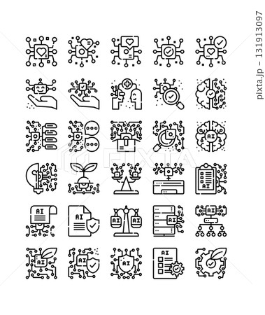 Ethical AI, AI Governance, line icon set Ethical AI, AI Governance, line icon set 131913097