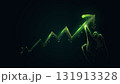 Business Growth with Rising Graph. Hand pointing at growing bar chart 131913328