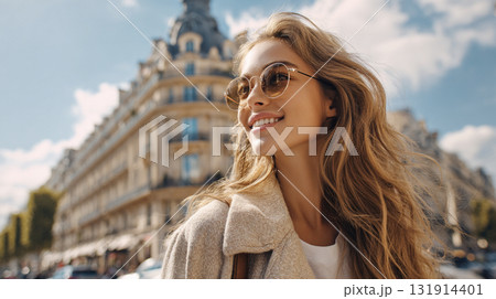 パリを観光している女性 パリを観光している女性 131914401