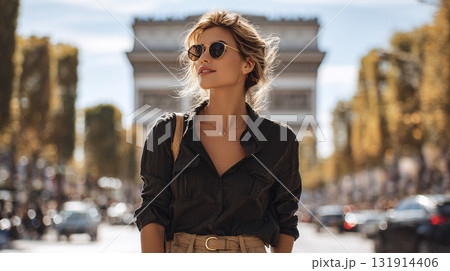 パリを観光している女性 131914406