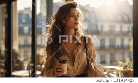 パリを観光している女性 131914423