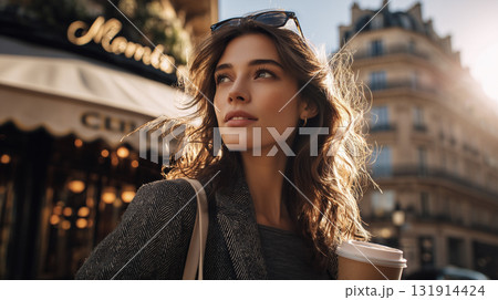 パリを観光している女性 131914424