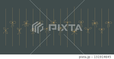 Line elegant minimalist gift ribbons set. Cute thin golden decorative linear vector bow for present, package. 131914645