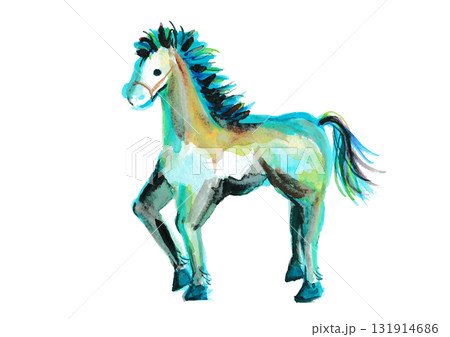 馬手描きイラスト 2026年賀状素材 馬手描きイラスト 2026年賀状素材 131914686