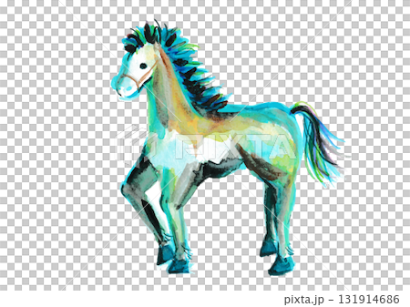 馬手描きイラスト 2026年賀状素材 馬手描きイラスト 2026年賀状素材 131914686