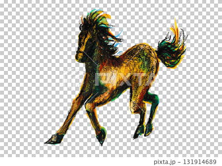 馬手描きイラスト 2026年賀状素材 131914689