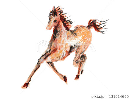 馬手描きイラスト 2026年賀状素材 131914690