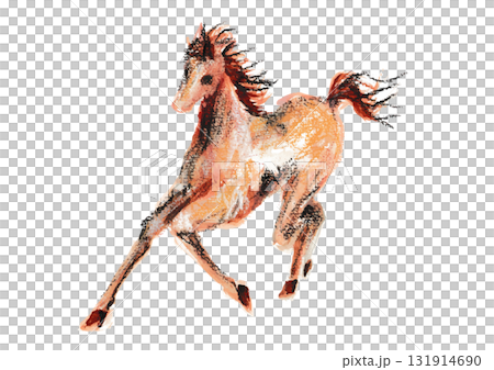 馬手描きイラスト 2026年賀状素材 131914690